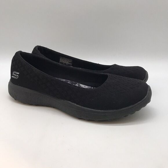 Skechers Mesh Microburst Shoes Women's 6.5 Black Slip On 23312 Comfort Flats - Picture 3 of 11